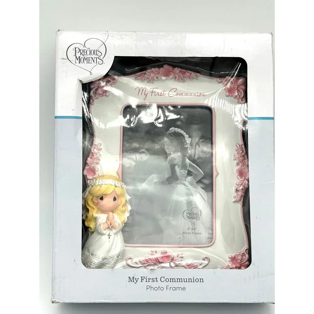 Precious Moments My First Communion 4x6 Photo Frame Girl NIB Pink Resin Gift